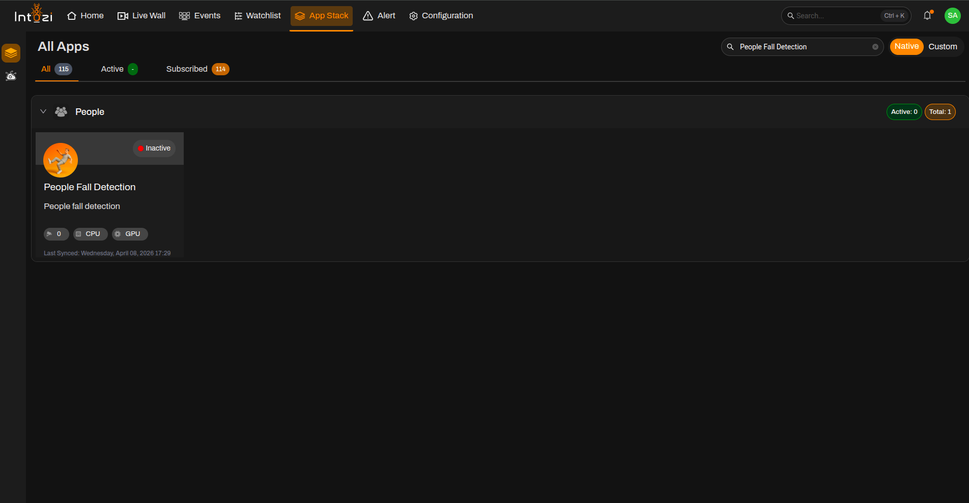 Search People Fall Detection